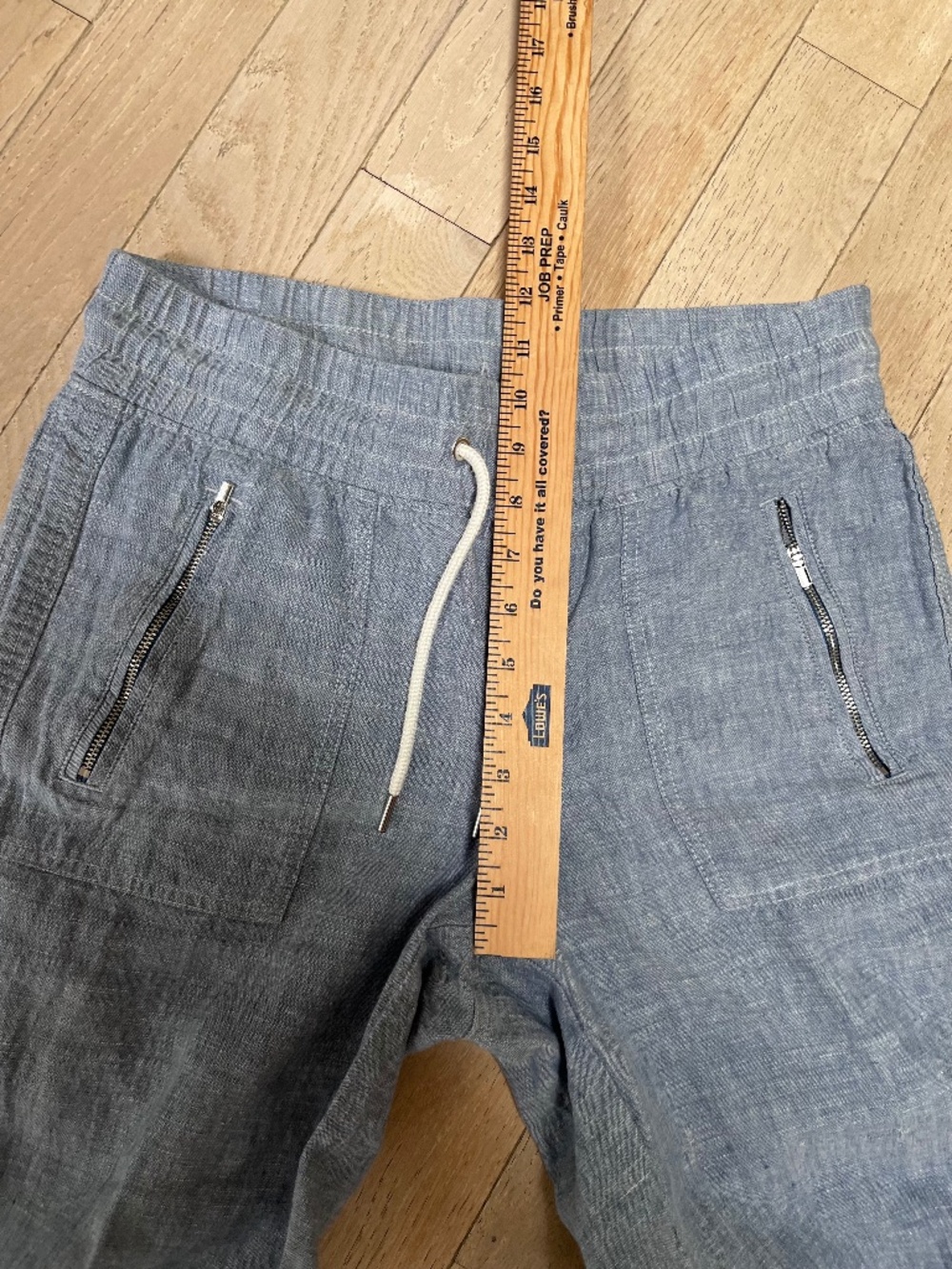Athleta Cabo 100% Linen Wide Leg Pant Chambray Blue Womens Size 4 Tall 447244 - Picture 8 of 9